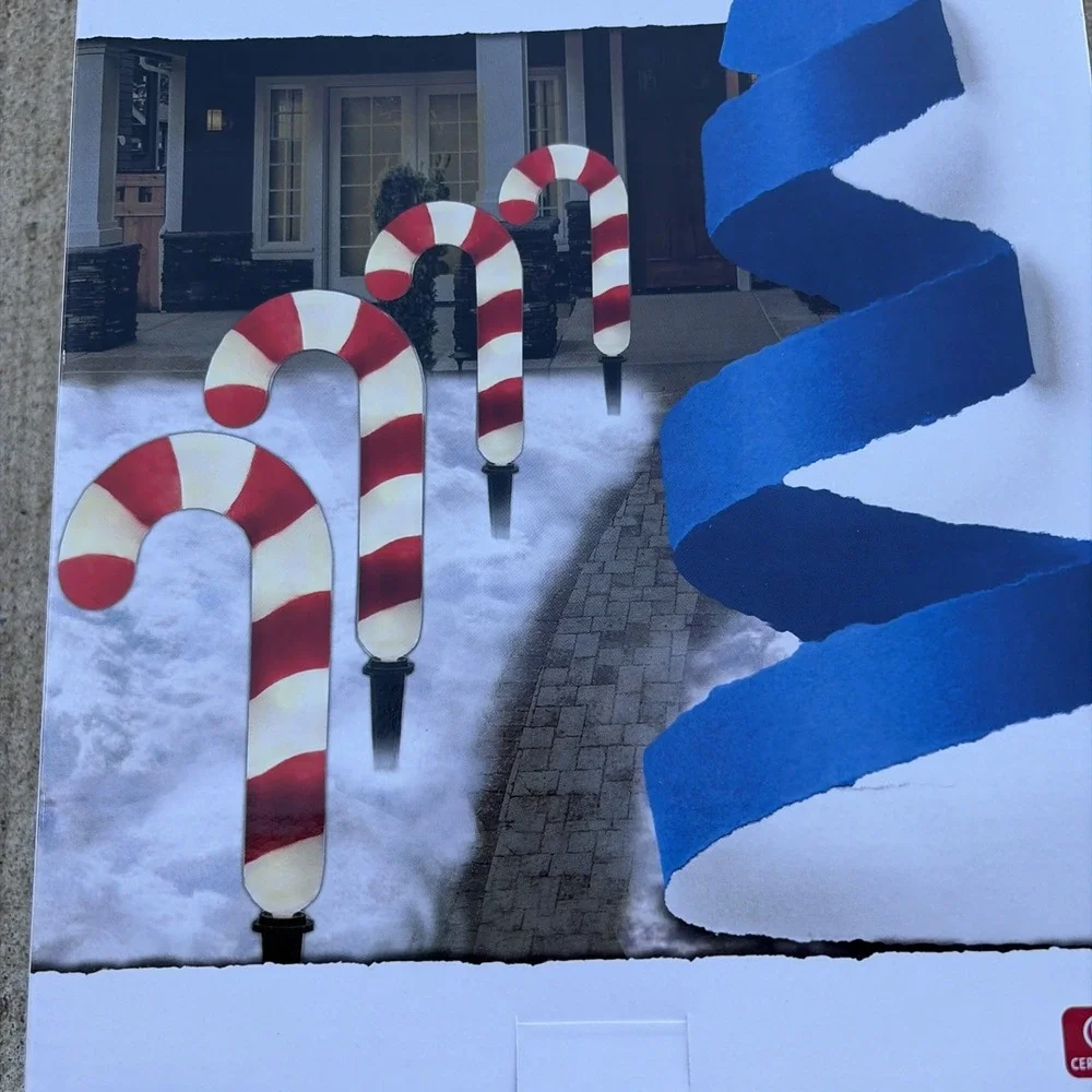 4-Count GE StayBright Warm White Christmas Candy Cane Pathway LED Lights